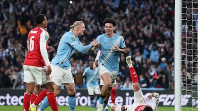 Manchester City's Nico O'Reilly after scoring the second goal. Reuters