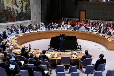 Members of the UN Security Council vote on the resolution by Russia and China. Reuters