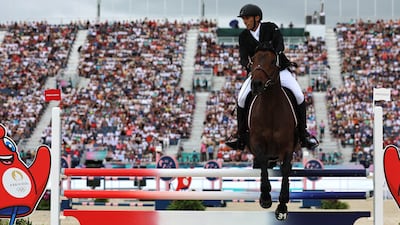 Ahmed Elgendy of Egypt riding Talisman des Noues in the modern pentathlon. Reuters