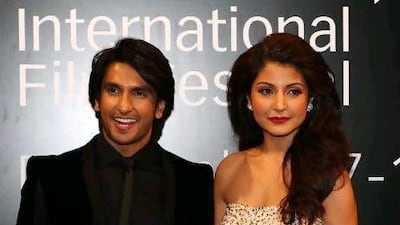 From left, Ranveer Singh and Anushka Sharma at the 8th Dubai International Film Festival. Singh has just wrapped up filming of the movie Lootera with Sonakshi Sinha. Pawan Singh / The National