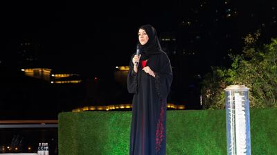 Reem Al Hashimy, the UAE Minister of State for International Co-operation and director general of Expo 2020 Dubai at the launch of the Expo logo at the Burj Khalifa. Anna Nielsen / The National