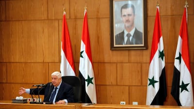 Syria's Foreign Minister Walid al-Moualem speaks during a news conference in Damascus, Syria June 2, 2018. REUTERS/Omar Sanadiki