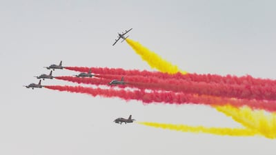 The Al Forsan aerobatic team perform at the reception for China president Xi Jinping. Crown Prince Court - Abu Dhabi