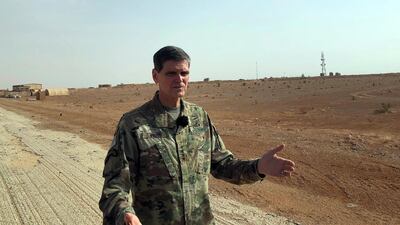 General Joseph Votel, the top US commander in the Middle East, at Al Tanf military outpost in Syria. Lolita Baldor / AP