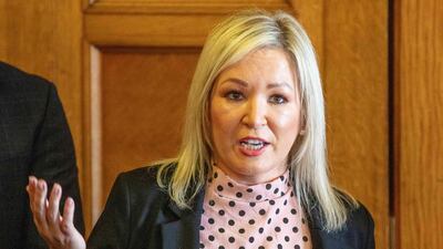 Sinn Fein's Michelle O'Neill has held talks with the UK's Northern Ireland Secretary Brandon Lewis. AFP