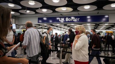UK border control at Terminal 5 in Heathrow Airport, London. Reuters