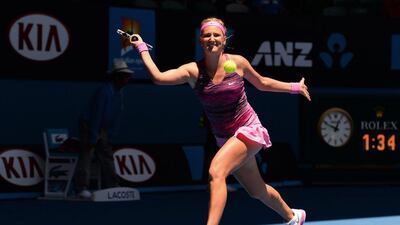 Victoria Azarenka will face Barbora Zahlavova Strycova in the second round at the Australian Open. William West / AFP