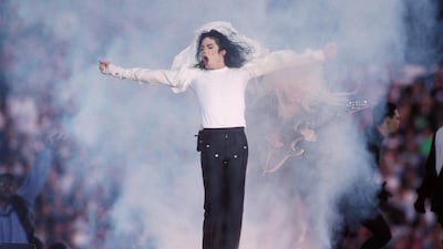 Michael Jackson performing at the Super Bowl XXVII half-time show at the Rose Bowl, Pasadena, in 1993. Steve Granitz / WireImage / Getty Images