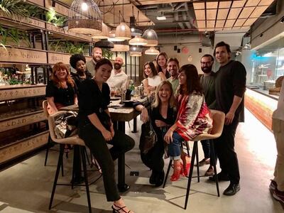 Kate Hazell, front, with her friends in Dubai. Courtesy Kate Hazell