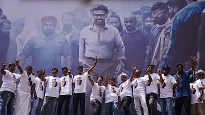 Members of a Rajinikanth fan club gather in Chennai. EPA