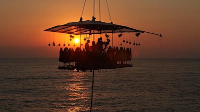 Dinner in the Sky arrives in Dubai December 15. Courtesy Dinner in the Sky