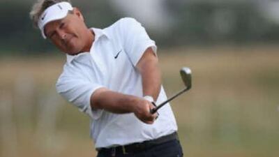 The American golfer John Cook on the par 4 18th hole at Troon.