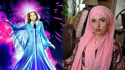 Left: Jennifer Grout performing during 'Arabs Got Talent' in 2013; right: Grout in 2019. Courtesy MBC; Jennifer Grout