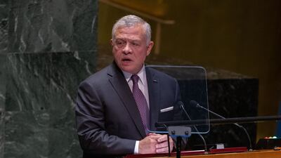 King Abdullah II of Jordan addresses the UN General Assembly in New York. Bloomberg