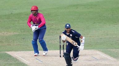 USA's Milind Kumar top-scored with 71 in a four-wicket win over the UAE in their Cricket World Cup League 2 match at the Dubai International Stadium. Chris Whiteoak / The National