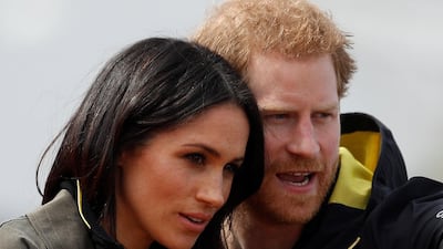 Prince Harry and Meghan Markle watch athletes at the team trials for the Invictus Games Sydney 2018. Reuters