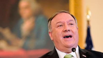 US Secretary of State Mike Pompeo speaks during a news conference to announce the Trump administration's restoration of sanctions on Iran, on September 21. AFP