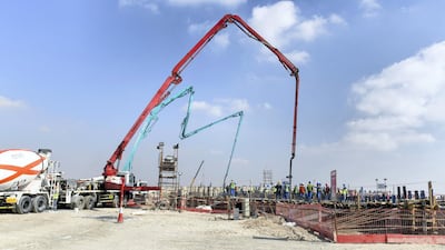 While much of the building work in on site in the Rahbah area of Abu Dhabi, about 2,000 sculptors in Rajasthan, India are hand crafting figures of Hindu deities on to marble and sandstone. Khushnum Bhandari for The National