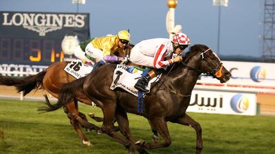 Sole Power, right, will give the 1,200-metre Hong Kong Sprint another go, but the distance will be a challenge. Pawan Singh / The National