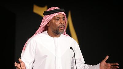 American director Lee Daniels, who headed the juiry for the Muhr Feature awards at the Dubai International Film Festival 2014, speaks furing the ceremony announcing the winners. EPA / Ali Haider