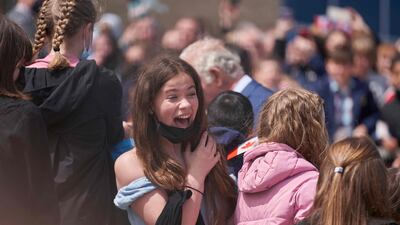 A spectator reacts as Britain's Prince Charles arrives at the Confederation Building in St John’s. AFP