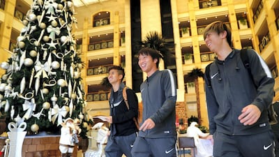 Kashima Antlers players arrive in Abu Dhabi for FIFA Club World Cup UAE 2018. Courtesy Fifa Club World Cup UAE 2018
