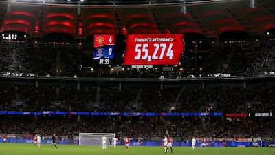 The ground attendance can be seen on the LED screen. Getty