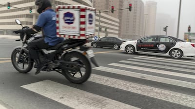 Sandstorm in Dubai with low visibility.