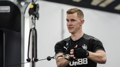 Emil Krafth in the gym. Getty