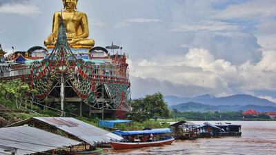 A temple on the banks of the Mekong River in the Golden Triangle. Getty Images