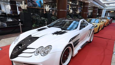 Souped-up cars on display at the nine-day Roaring Engines Like Never Before show in Sharjah. Pawan Singh / The National