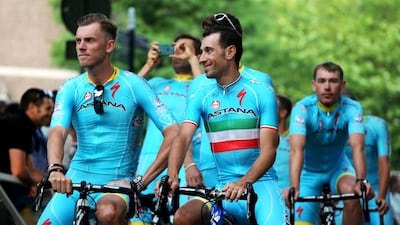 Chances of Tour de France champion Vincenzo Nibali, centre, are in jeopardy with a cloud hanging over the participation of his key teammate Lars Boom, left. Kim Ludbrook / EPA