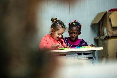 Pupils learn at the newly inaugurated Children's Rehabilitation Centre in Al Hasakah. AFP