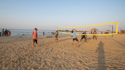 There's a beach volleyball court on site