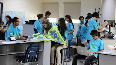 The Arabian Knights team put a lot of time into work in the lab, at Manor Hall International School in Al Ain, to make their robot. Pawan Singh / The National