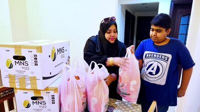 During the pandemic last year, Ms Sohail and members of the group helped deliver 2,388 grocery boxes – valued at Dh385 each – filled with flour, rice, oil, dates and other food essentials.