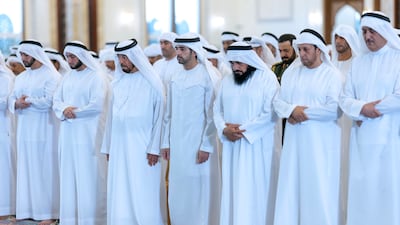 Sheikh Hamdan bin Mohammed, Crown Prince of Dubai, Deputy Prime Minister and Minister of Defence, performs Eid Al Adha prayers at Zabeel Grand Mosque in Dubai. Photo: Dubai Media Office