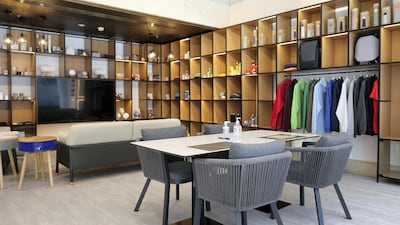 The interiors are crafted in minimalistic shades of grey, with pops of colour coming from the merchandise