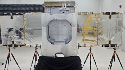 A model of a Space42 satellite. Salim A Essaid / The National