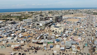 Displaced Palestinians take shelter in a tented camp in Rafah in the southern Gaza Strip. Reuters