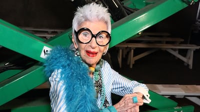 Iris Apfel sits in thefront row at Monse during New York Fashion Week, September 2016. AFP