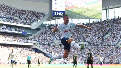 Eric Dier celebrates after putting Tottenham 2-1 ahead. Getty