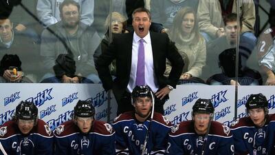 Coach Patrick Roy of the Colorado Avalanche led his team into the NHL play-offs where they fell to the Minnesota Wild but not before some memorable late-game tactics. Doug Pensinger/Getty Images