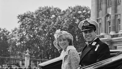 Lady Diana Spencer, who was engaged to Prince Charles at the time, and Prince Andrew in a carriage during the Trooping The Colour ceremony at Buckingham Palace in 1981