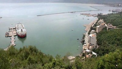 An oil tanker at port in Bijaya City, Algeria.