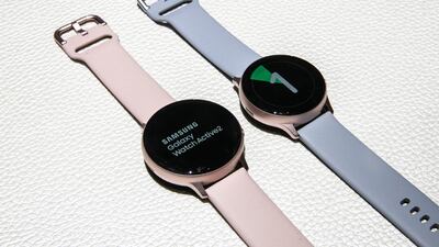 The Samsung Galaxy Watch Active 2 is displayed. Bloomberg