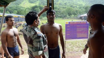 An army recruitment rally in Virar district, Maharashtra. Indranil Mukherjee / AFP