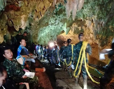 Rescuers said they have found the 12 boys and their football coach deep in the Tham Luang cave complex in northern Thailand. Royal Thai Army / EPA