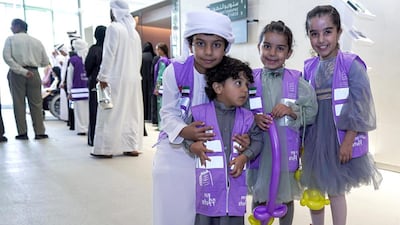 Young members of the Al Hosani family attend a press conference held last month to announce this year's Emirati Children's Day. Victor Besa/The National