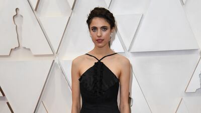 Margaret Qualley in Chanel at the Oscars at the Dolby Theatre in Los Angeles. AP
